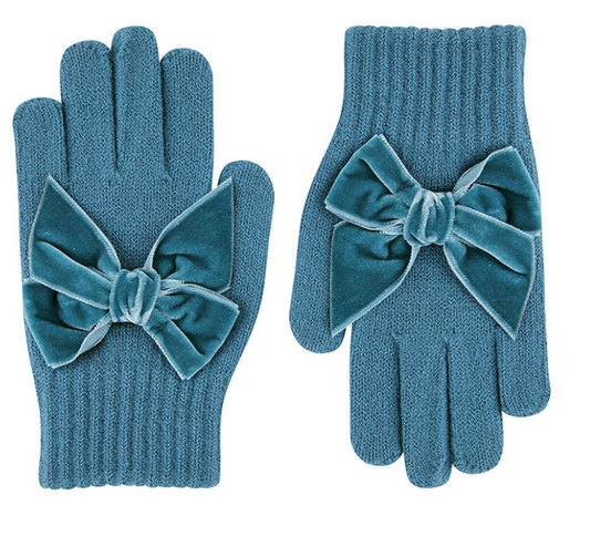 Gloves Velvet Bow Ocean - Condor