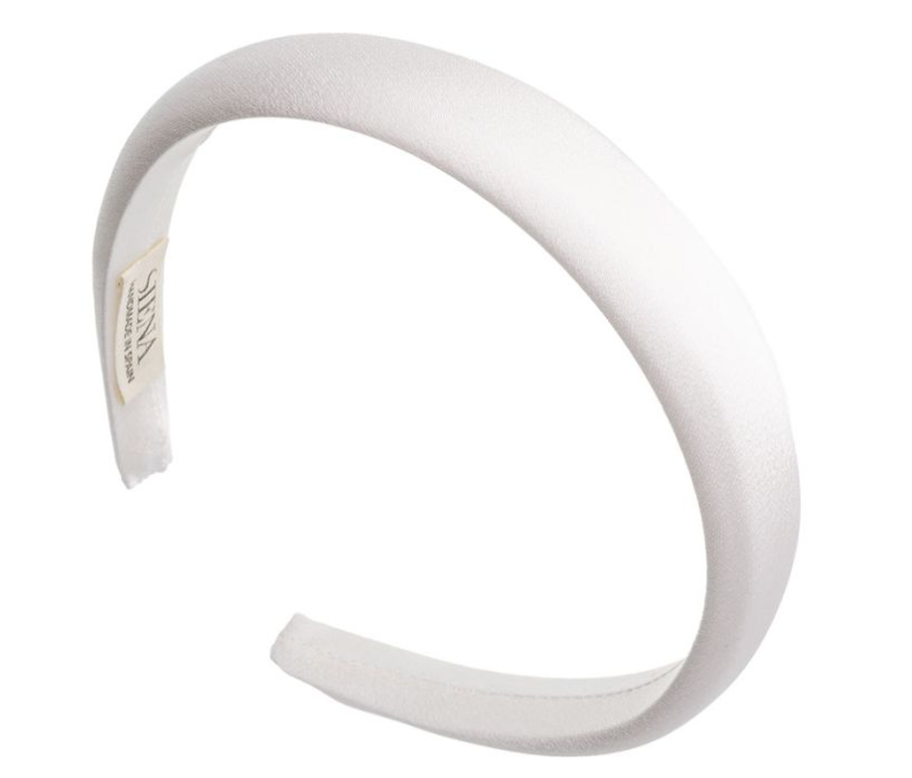 Padded Satin Headband White - Siena