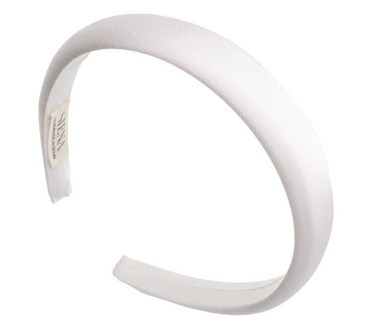 Padded Satin Headband White - Siena