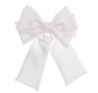 Hair Barrette With Large Satin Hairbow White - Siena