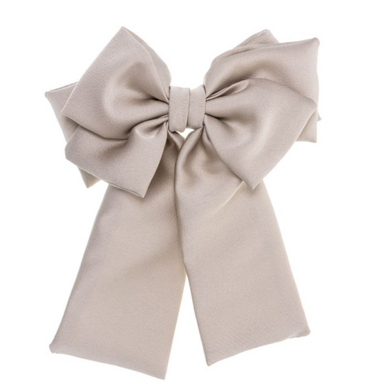Hair Barrette With Large Satin Hairbow Camel - Siena