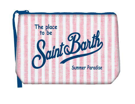 Pouch Linen stripes Pink - Saint Barth