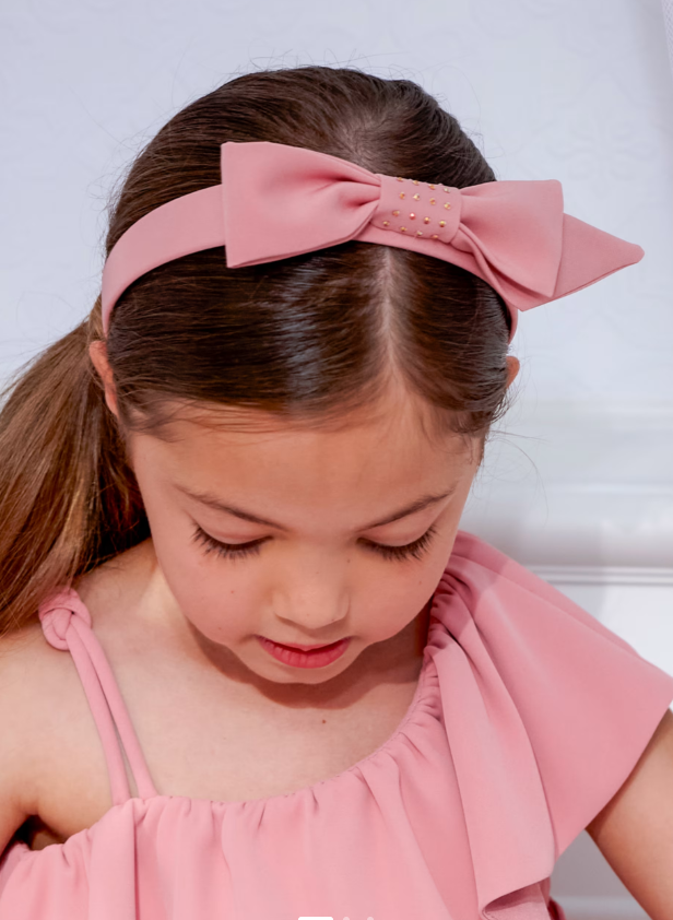 Headband Crepe Bow Pink - Abel en Lula