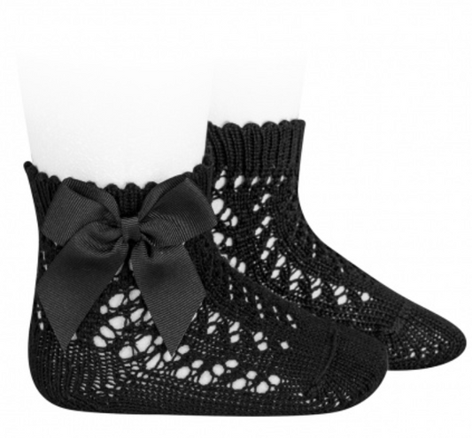 Condor Socks Openwork With Bow - Black