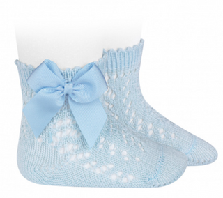 Condor Socks Openwork With Bow - Baby Blue