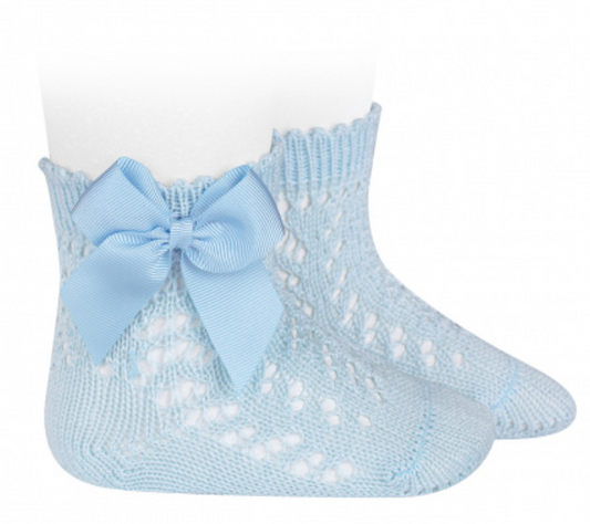Condor Socks Openwork With Bow - Baby Blue