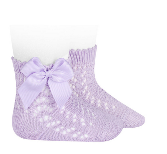 Condor Socks Openwork With Bow - Mauve