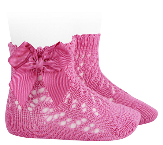 Condor Socks Openwork With Bow - Fuchsia