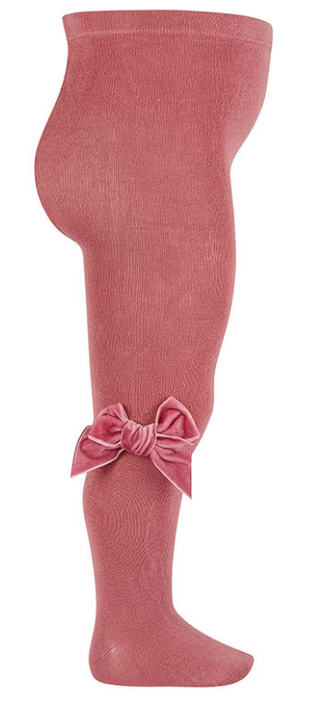 Condor Tights With Velvet Bow - Carmine