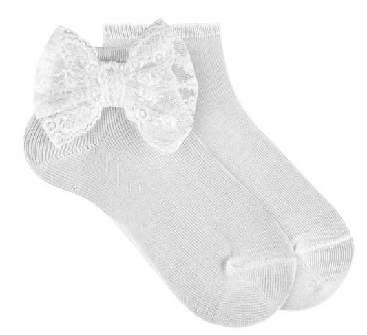 Condor Ankle Socks Lace Bow - White