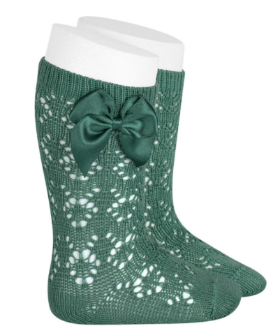 Condor Socks Openwork Elastic Bow - Green