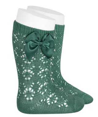 Condor Socks Openwork Elastic Bow - Green
