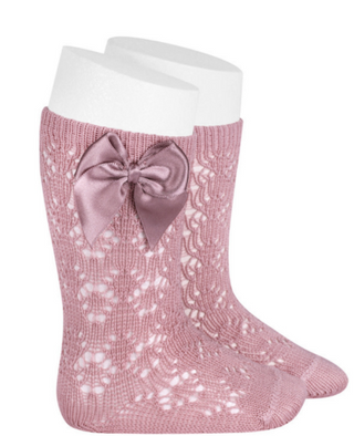 Condor Socks Openwork Elastic Bow - Pale Pink
