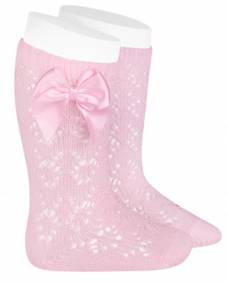 Condor Socks Openwork Elastic Bow - Pink