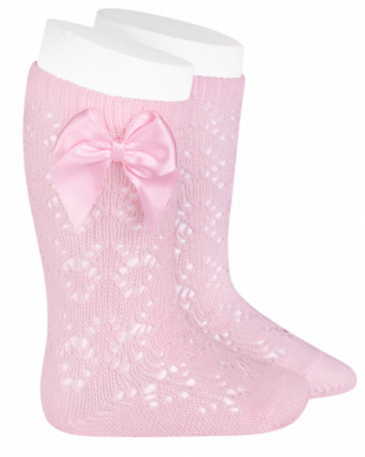 Condor Socks Openwork Elastic Bow - Pink
