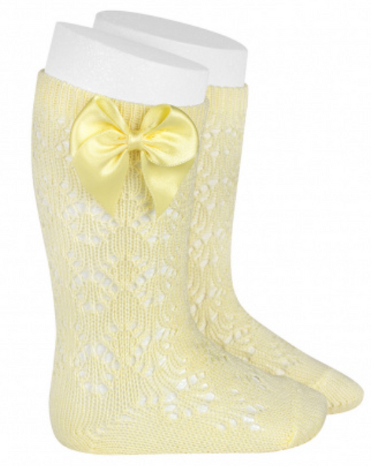 Condor Socks Openwork Elastic Bow - Butter
