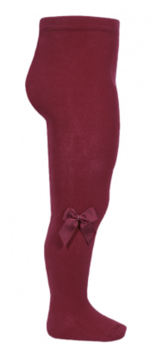 Condor Tights With Grosgrain Bow - Garnet