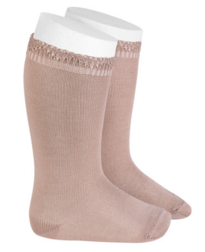 Condor Socks Openwork Ruffle - Old Rose