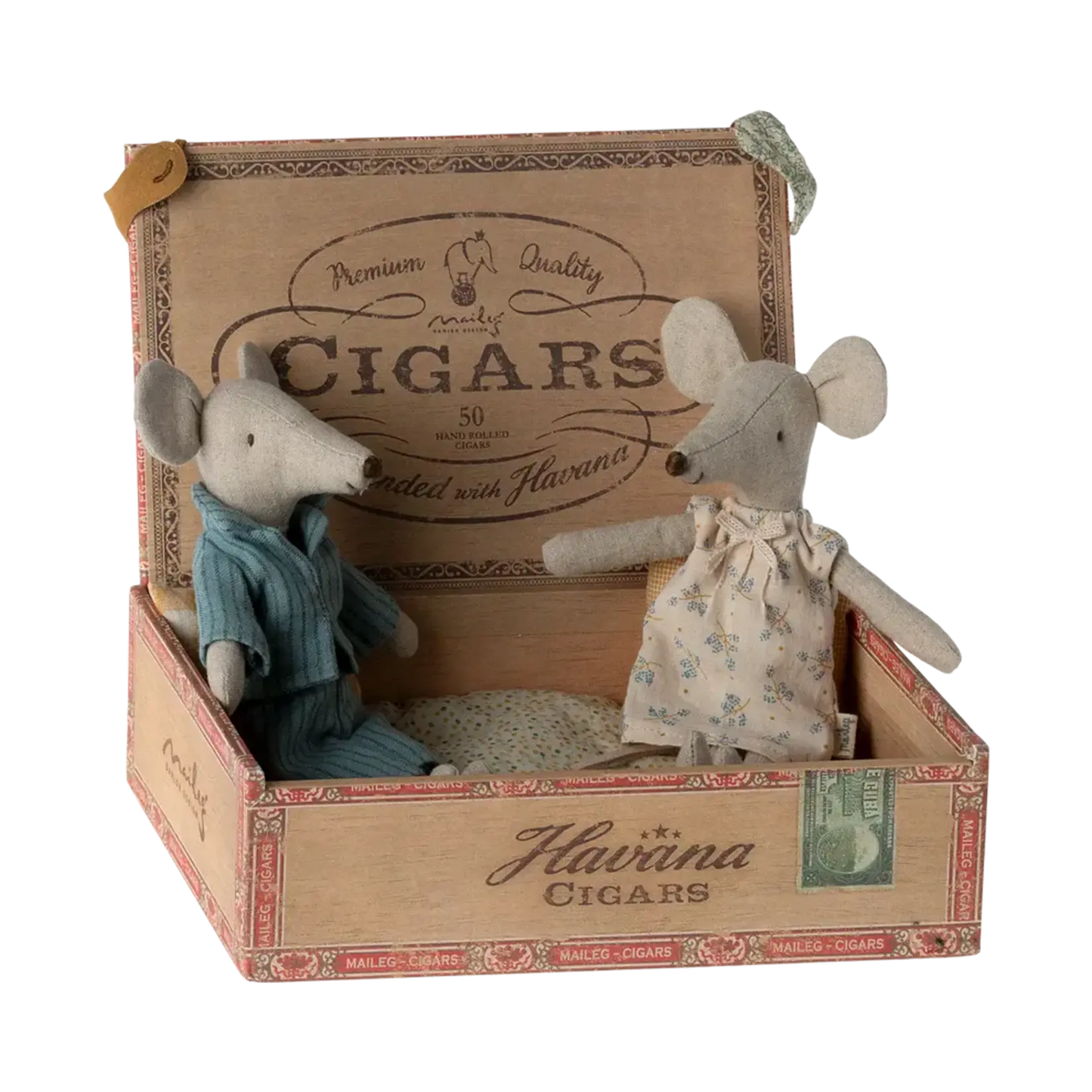 Mum and dad mice in cigarbox - Maileg