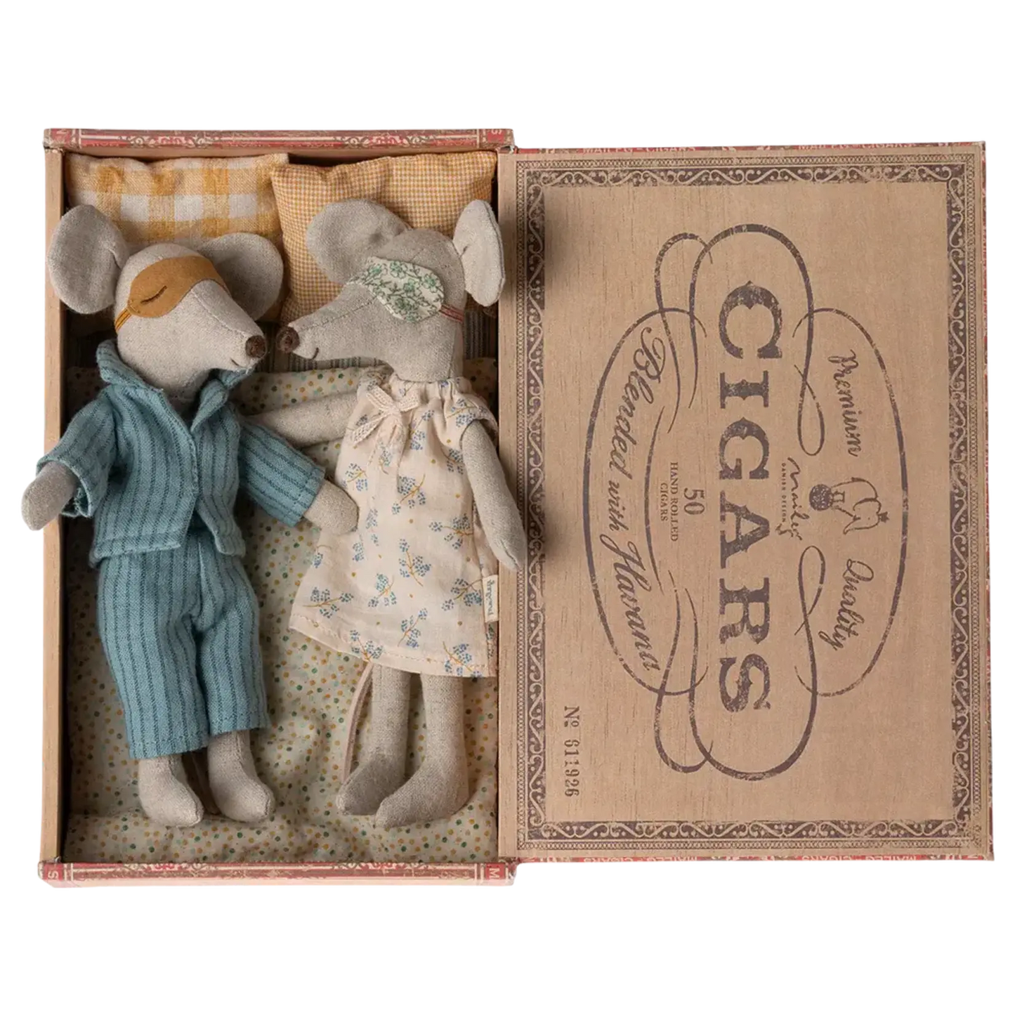Mum and dad mice in cigarbox - Maileg