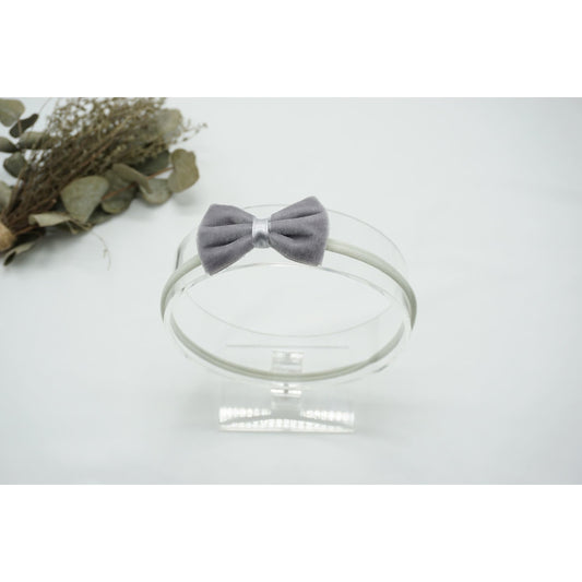 Newborn Hairbow Grey Velvet - Petite Zara