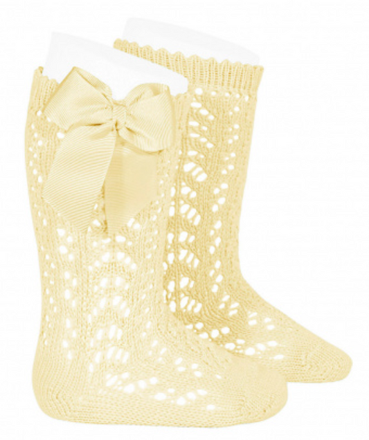 Condor Socks Openwork Bow - Butter