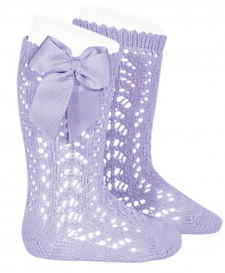 Condor Socks Openwork Bow - Mauve