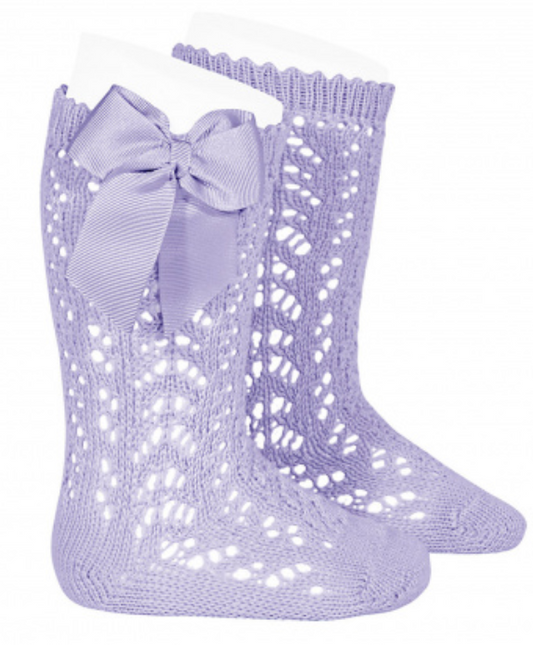 Condor Socks Openwork Bow - Mauve