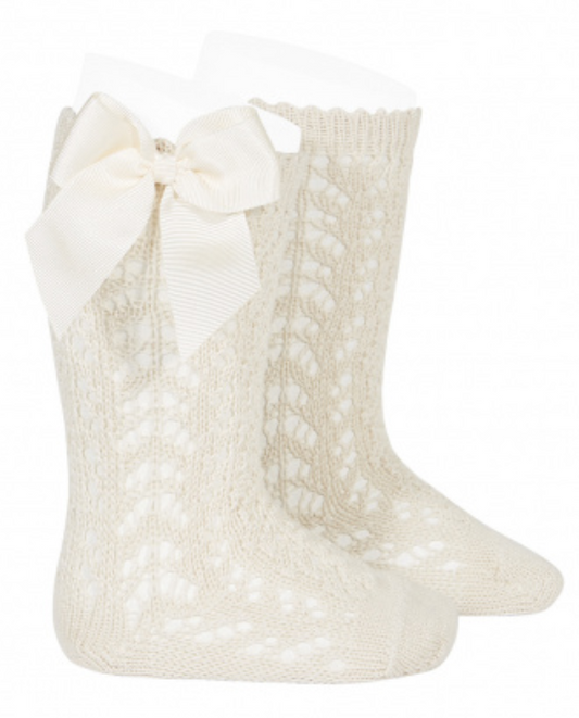 Condor Socks Openwork Bow - Linen