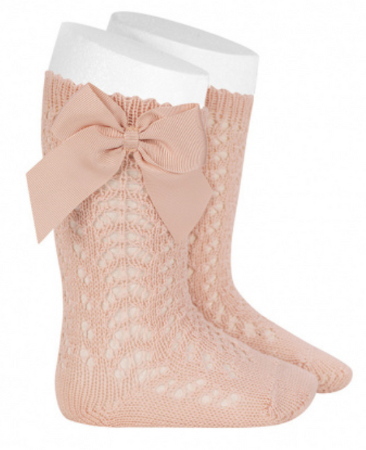 Condor Socks Openwork Bow - Nude