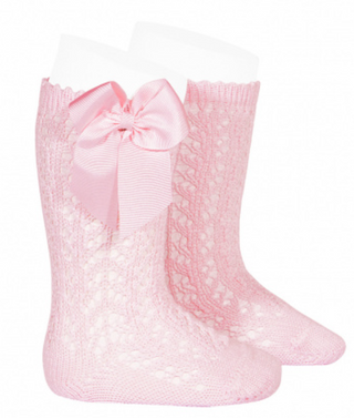 Condor Socks Openwork Bow - Pink