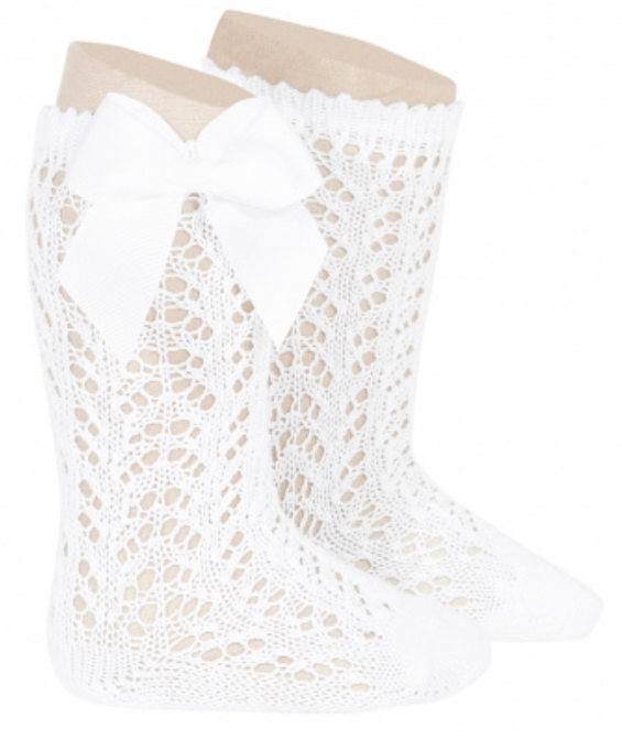 Condor Socks Openwork Bow - White
