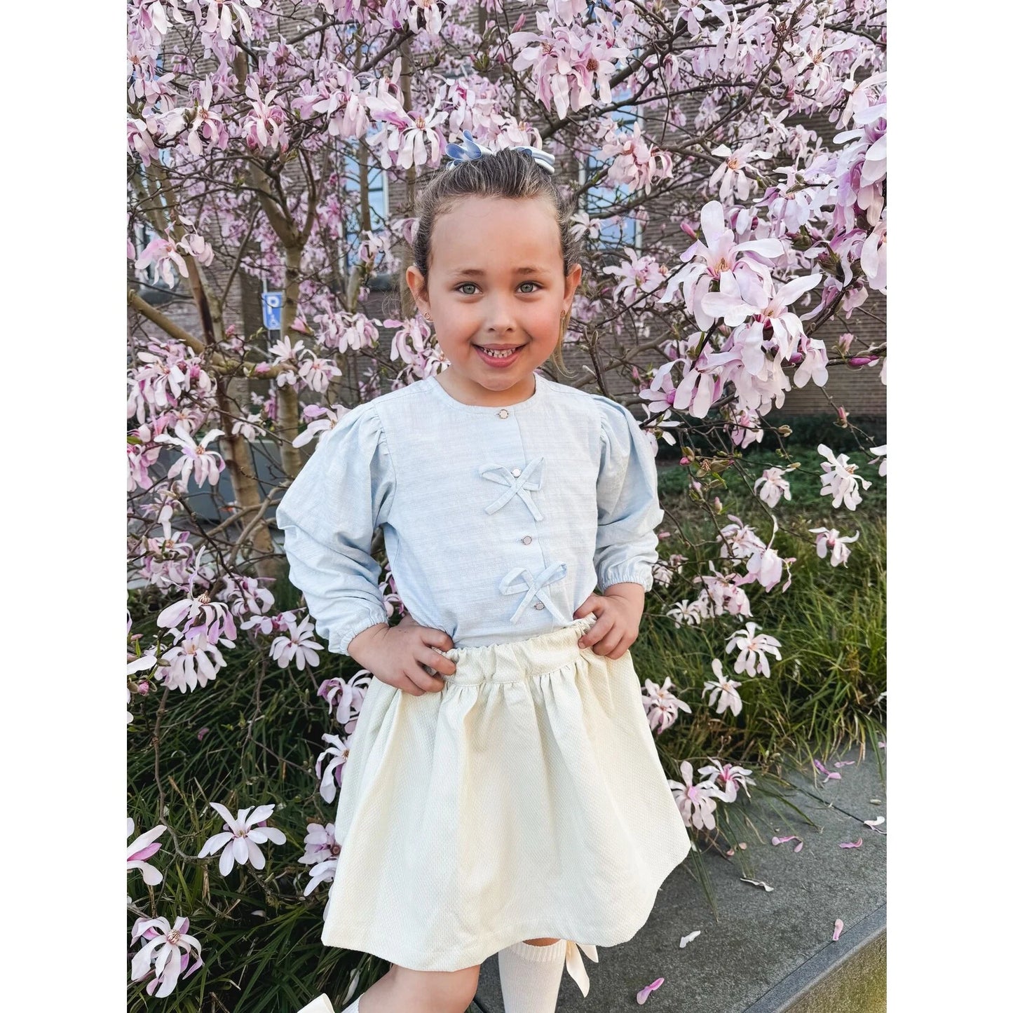 Blouse Sky Blue Bow - Petite Zara