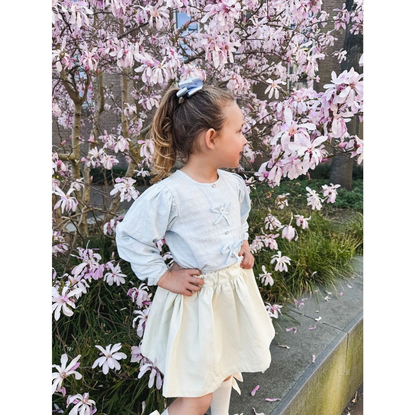 Blouse Sky Blue Bow - Petite Zara