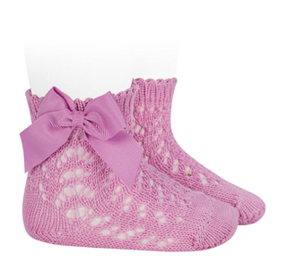 Condor Socks Openwork With Bow - Sakura