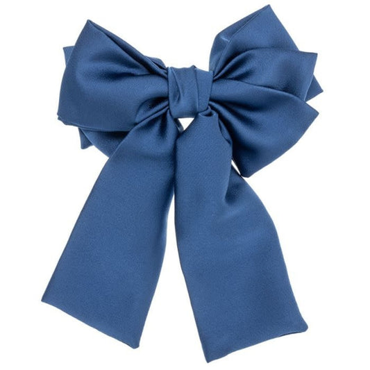 Large Hairbow Satin Blue - Siena