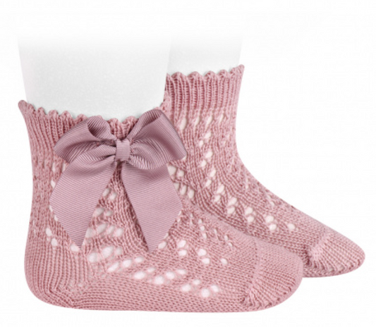 Condor Socks Openwork With Bow - Pale Pink