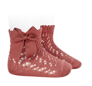 Condor Socks Openwork With Bow - Terracota