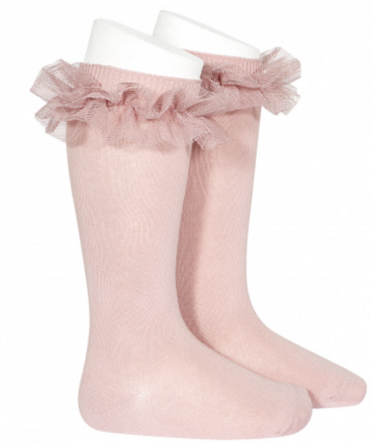 Condor Socks Tulle Ruffle - Pale Pink