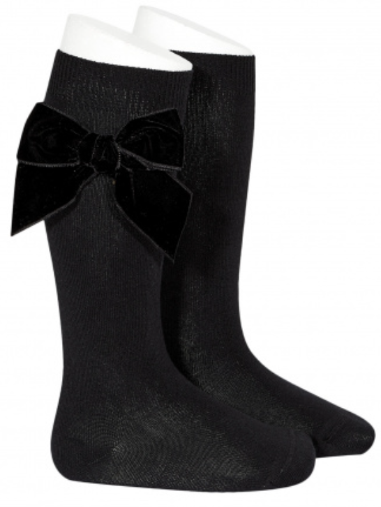 Condor Socks Velvet Bow - Black