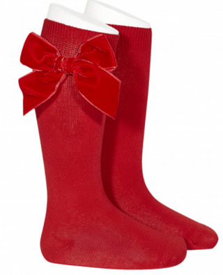 Condor Socks Velvet Bow - Red