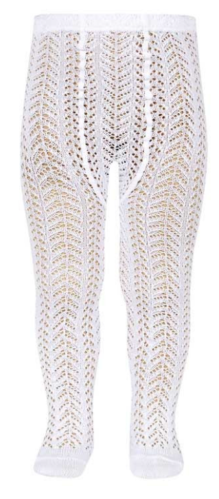 Condor Tights Perle Openwork - White